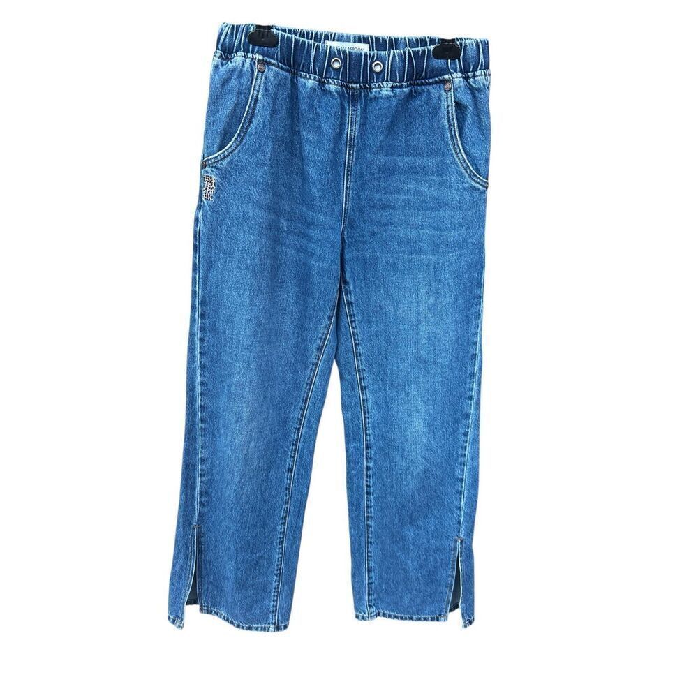 One Teaspoon wide leg drawstring jeans. High rise split hem Women small light